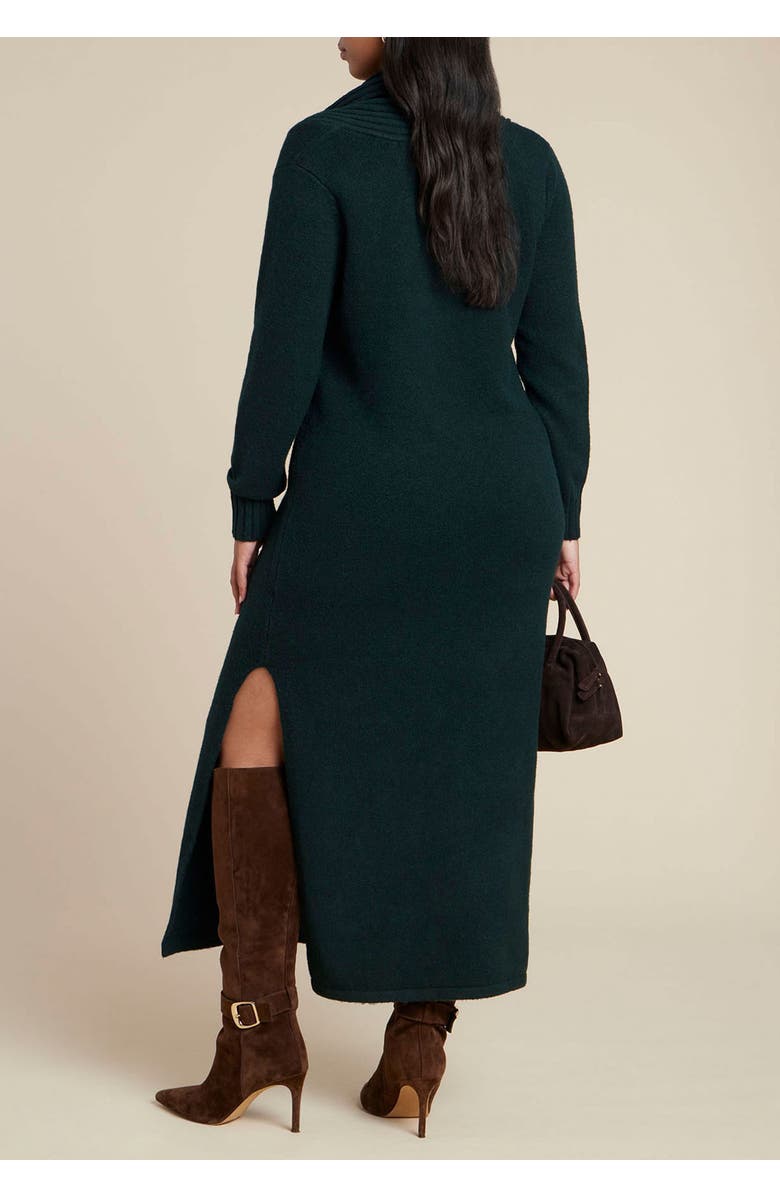 ELOQUII Cowl Sweater Dress, Alternate, color, Dark Emerald