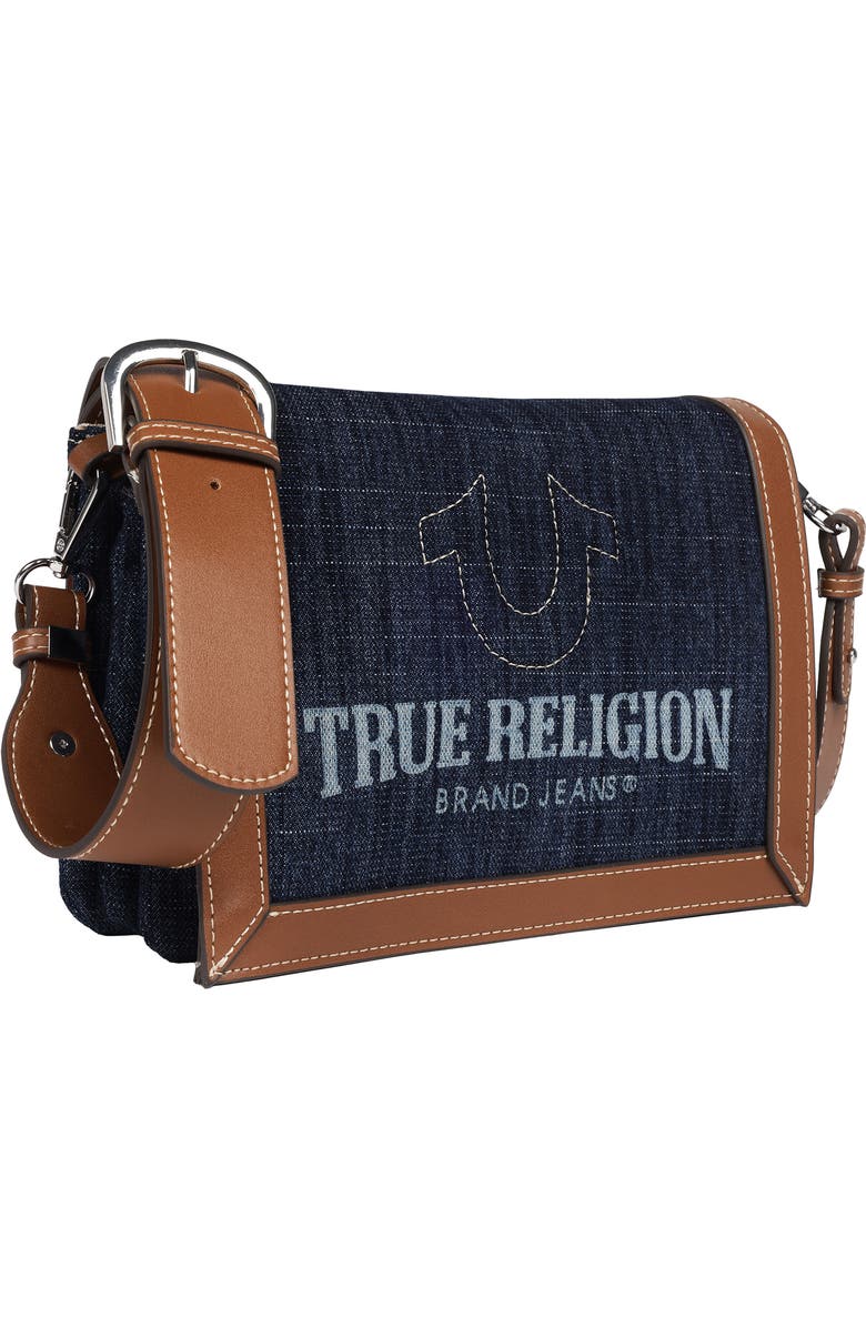 True Religion Logo Saddle Crossbody Bag, Alternate, color, Dark Denim