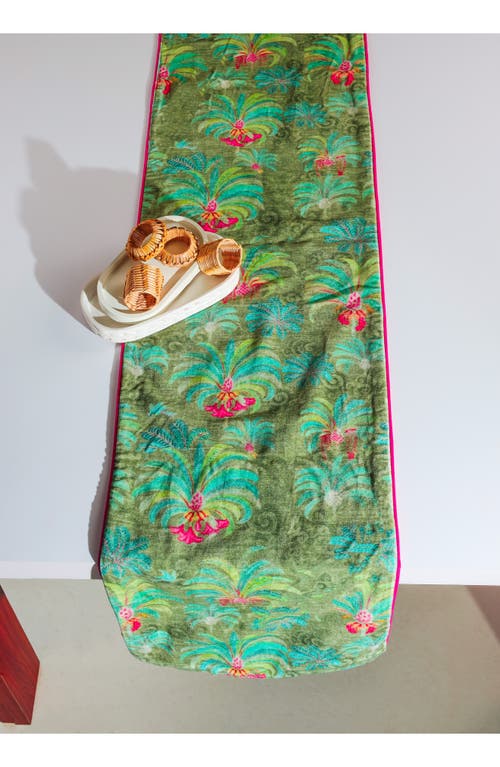 Tiramisu Palatial Verdant Oasis Velvet Table Runner In Green
