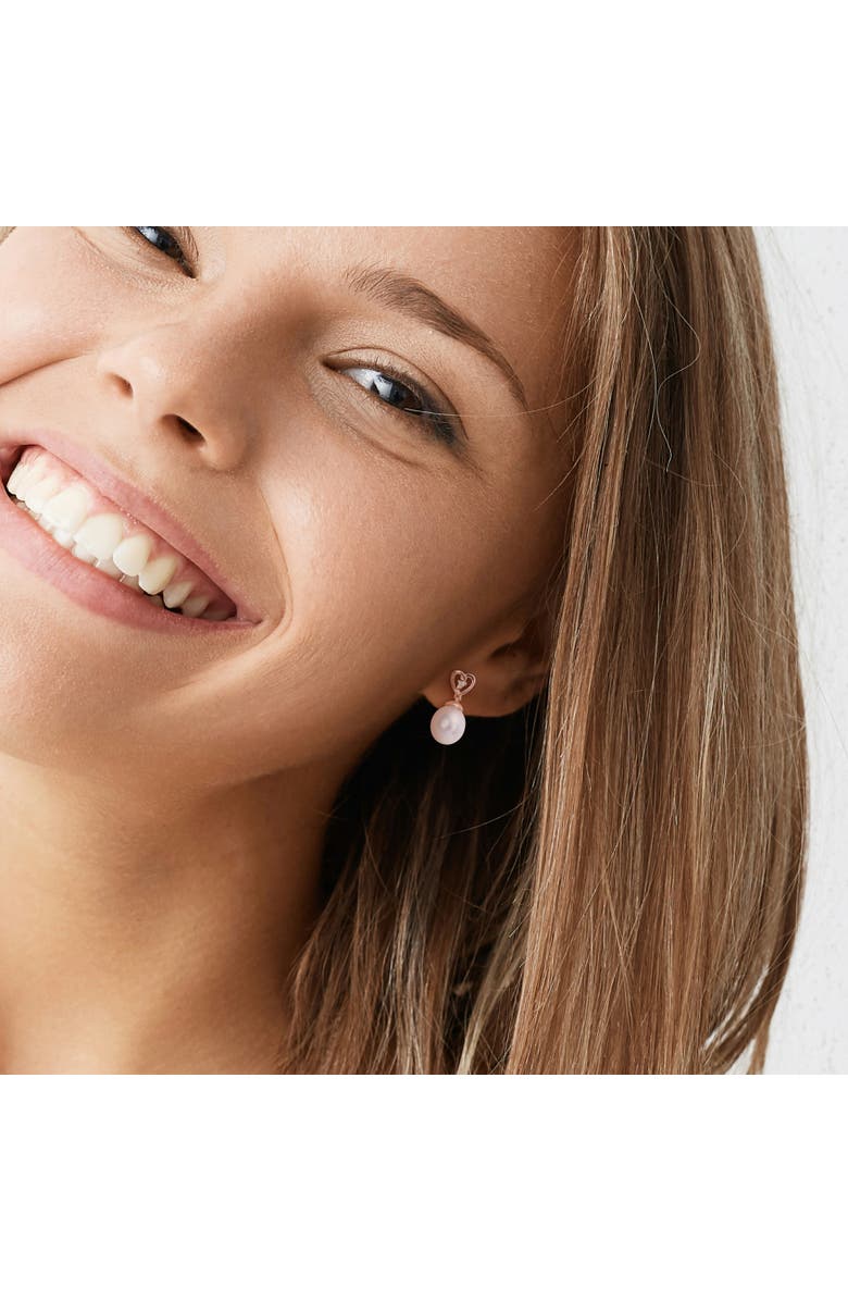 Julianna B. Pearl & White Topaz Heart Drop Earrings, Alternate, color, South Sea Pearl