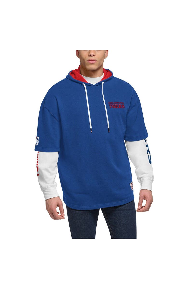 TOMMY JEANS Men's Tommy Jeans Royal/White Philadelphia 76ers Matthew 2-In-1 T-Shirt & Hoodie Combo Set, Main, color, Royal