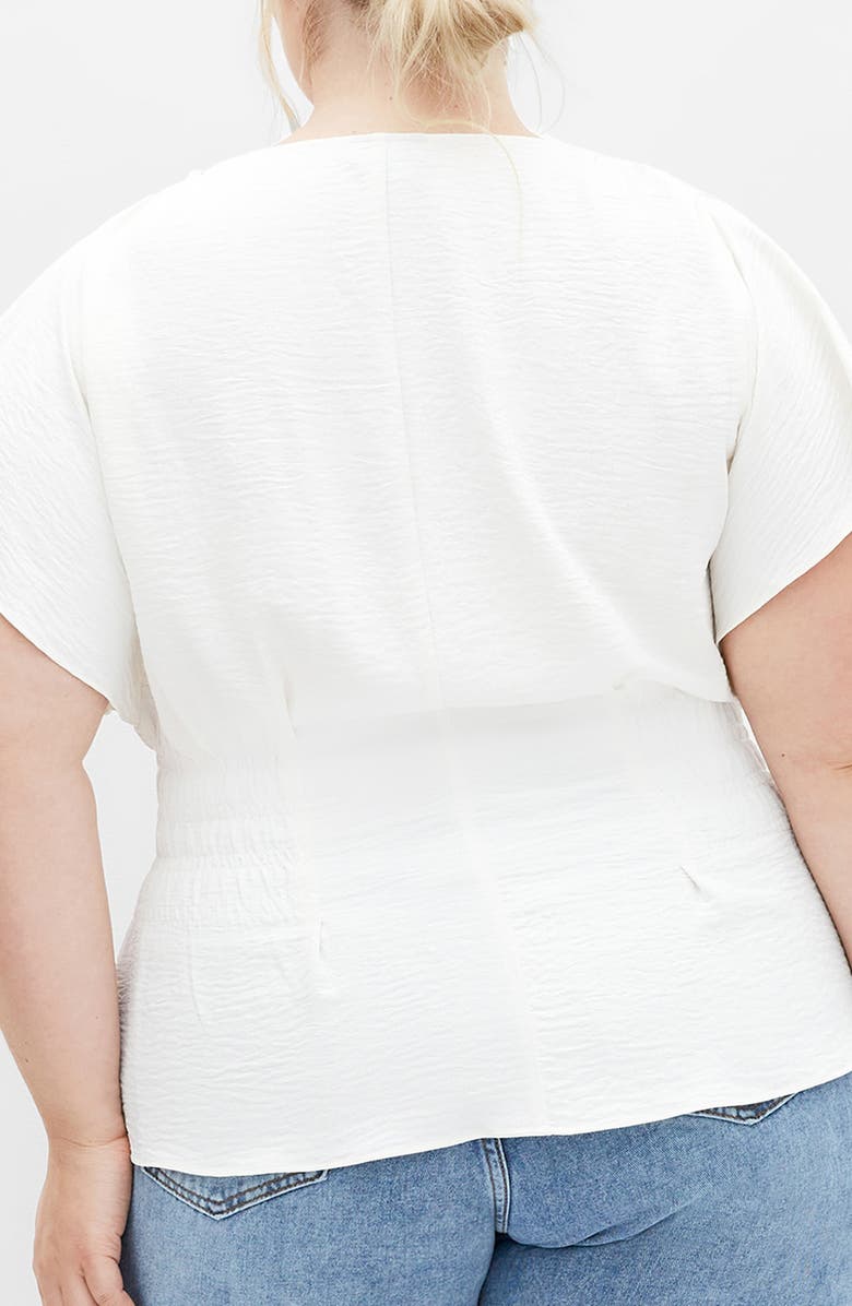 City Chic Cara Peplum Satin Top, Alternate, color, Ivory