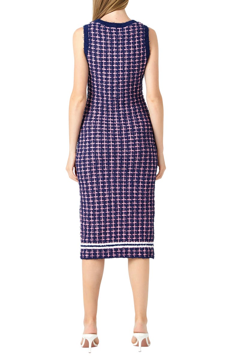 Endless Rose Check Sleeveless Bouclé Sweater Dress, Alternate, color, 