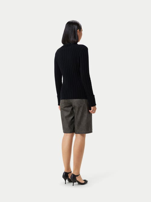 Gobi Mongolian Cashmere Cashmere Turn-up Cuffs Sweater In Black