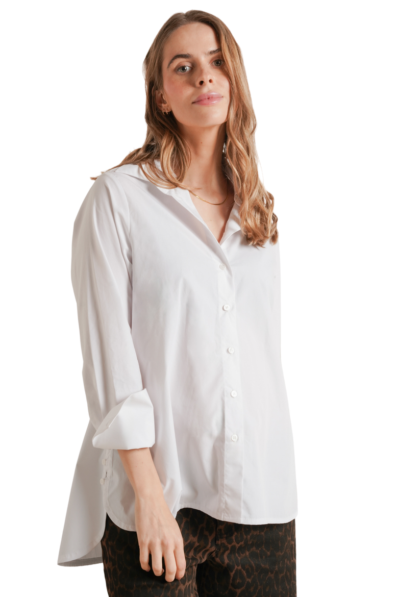 The Weekday Maternity & Nursing Shirt, Main, color, Poplin White