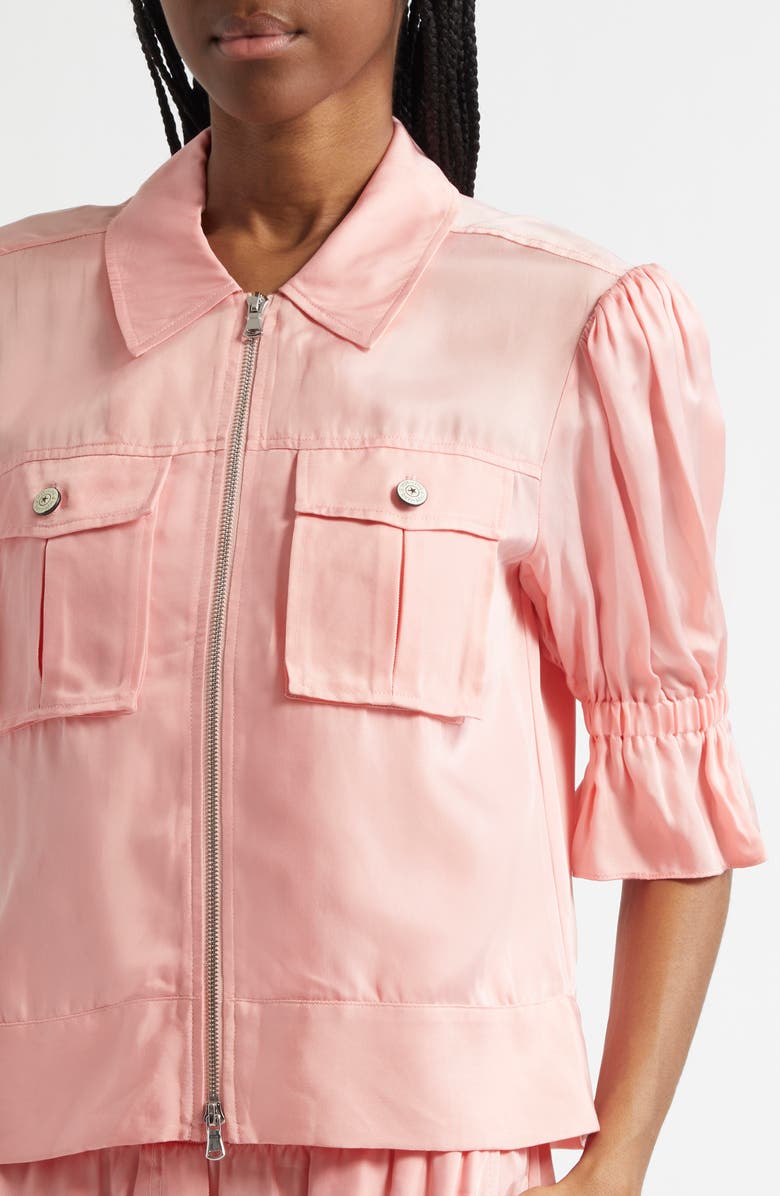 Cinq à Sept Holly Ruffle Sleeve Jacket, Alternate, color, Pink Poppy