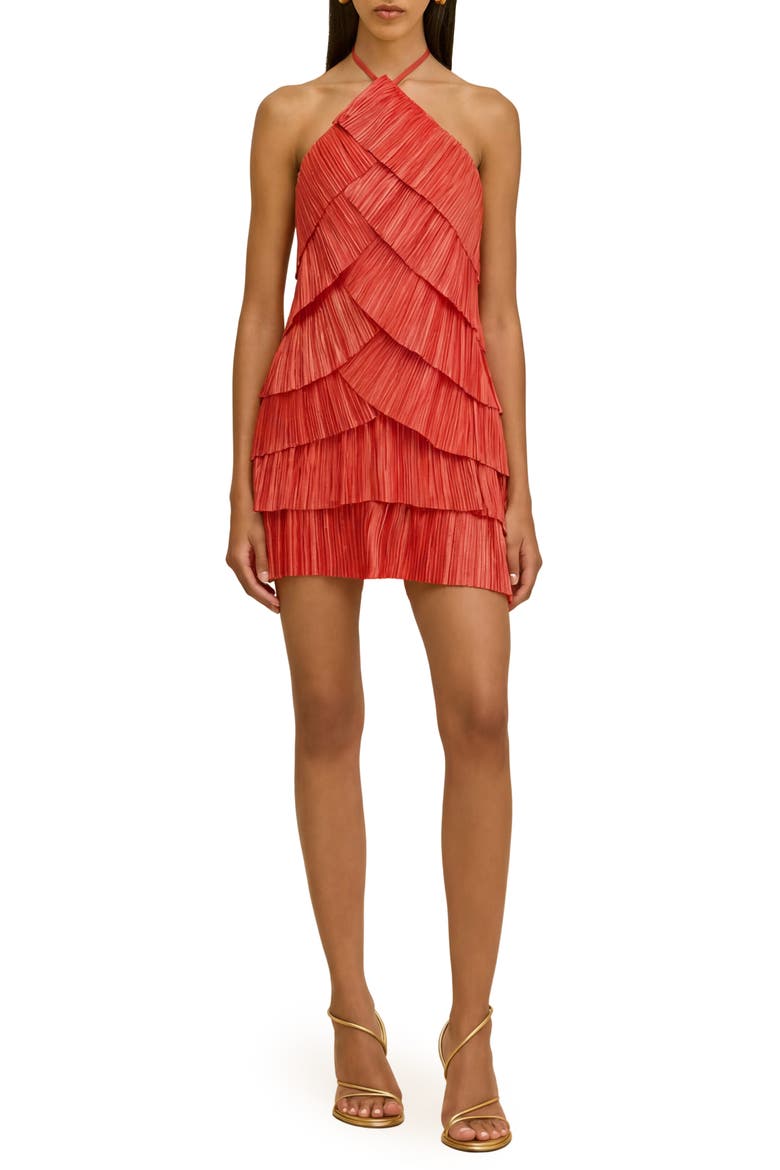 Varsha Halter Tiered Minidress, Main, color, CANYON