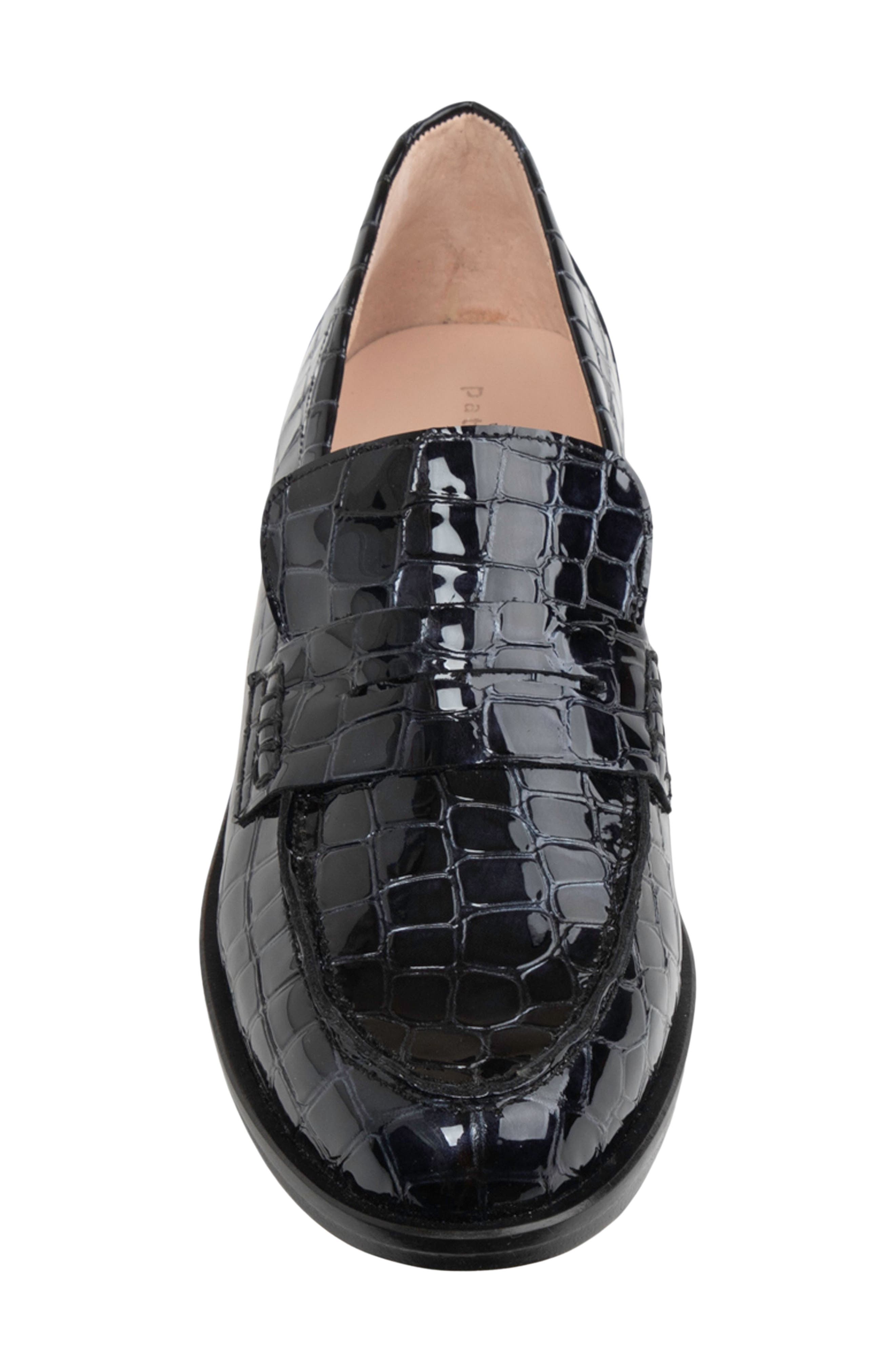 patricia green Vince Croc Embossed Penny Loafer, Alternate, color, Black Patent Croc