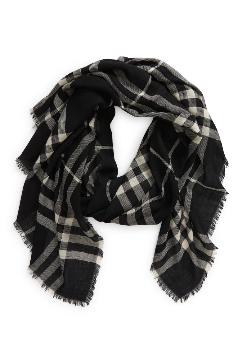 Giant Check Wool Scarf, Alternate, color, BLACK/ CALICO IP CHK