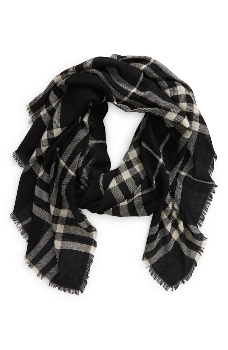 Burberry Giant Check Wool Scarf, Alternate, color, Black/ Calico Ip Chk