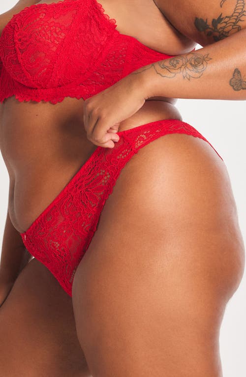 Savage X Fenty Romantic Corded Lace Brazilian Panties In Red