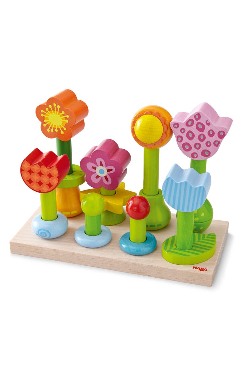 HABA Flower Garden Wooden Sorting & Shape Sorter Game Montessori Toys for 2 Year Old, Fine Motor Stacking Toys for Toddlers 1-3, Made in Germany, Main, color, Multi