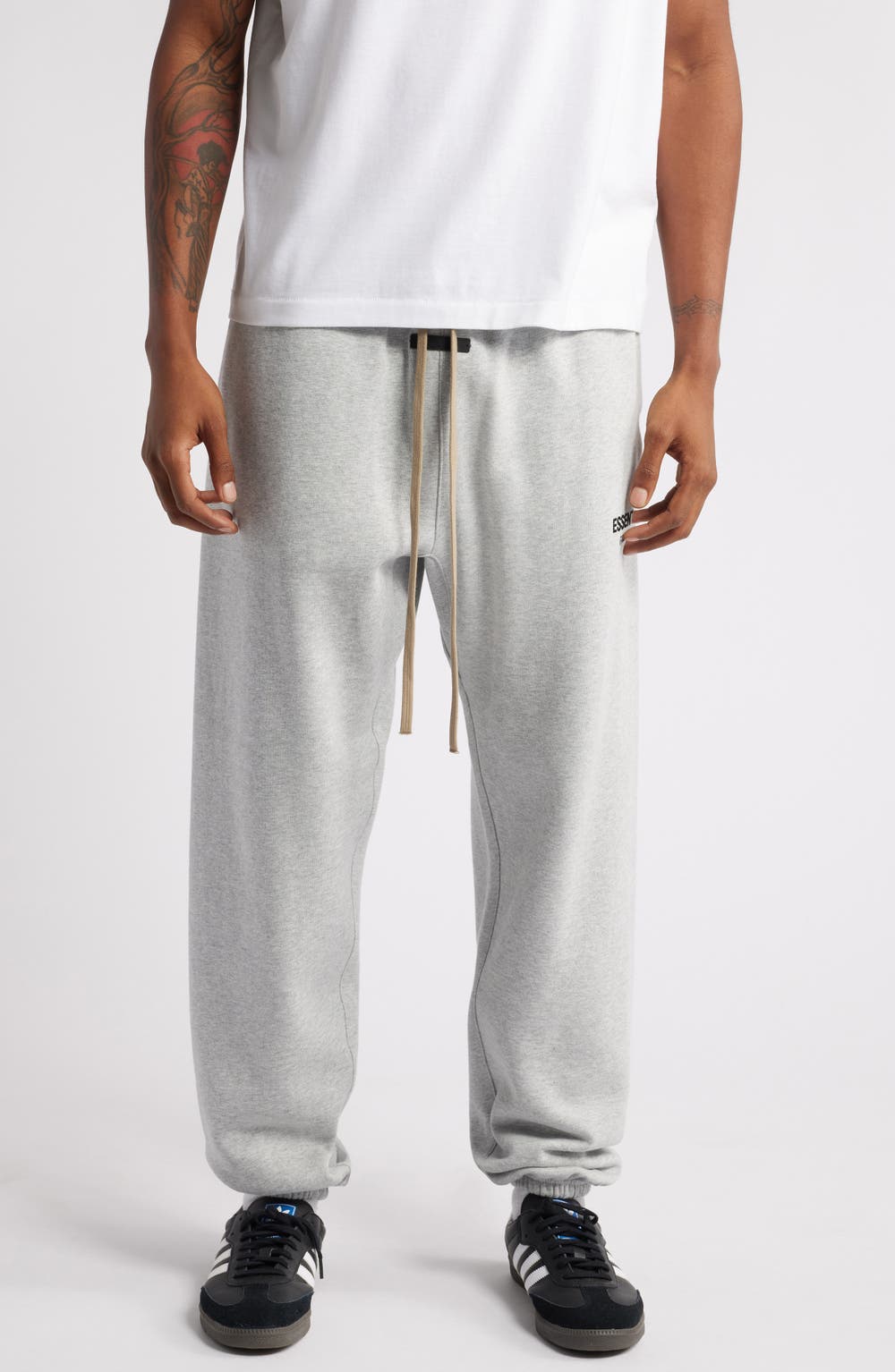 Cotton Blend Fleece Sweatpants, color, LIGHT HEATHER GRAY