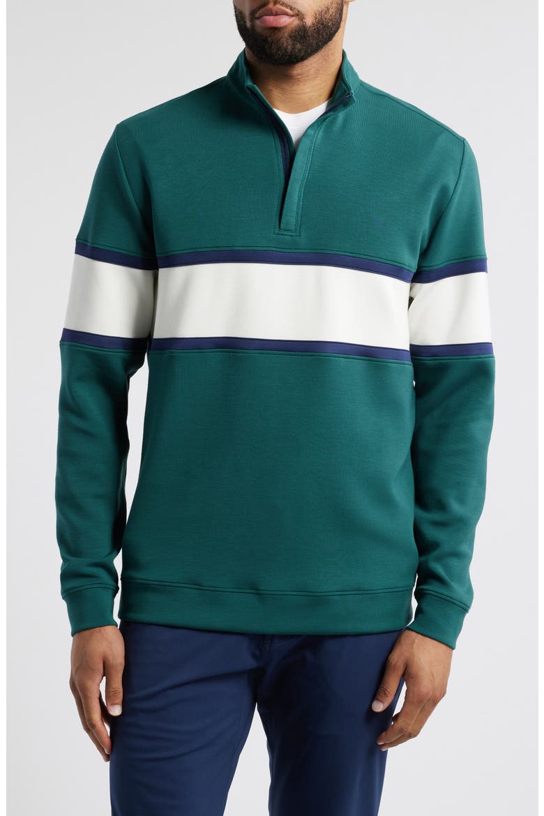 Owen Chest Stripe Golf Quarter Zip, Main, color, FOREST