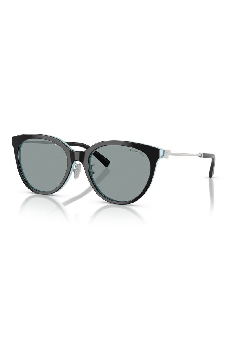 55mm Round Sunglasses, Alternate, color, BLACK ON TIFFANY BLUE / GREY