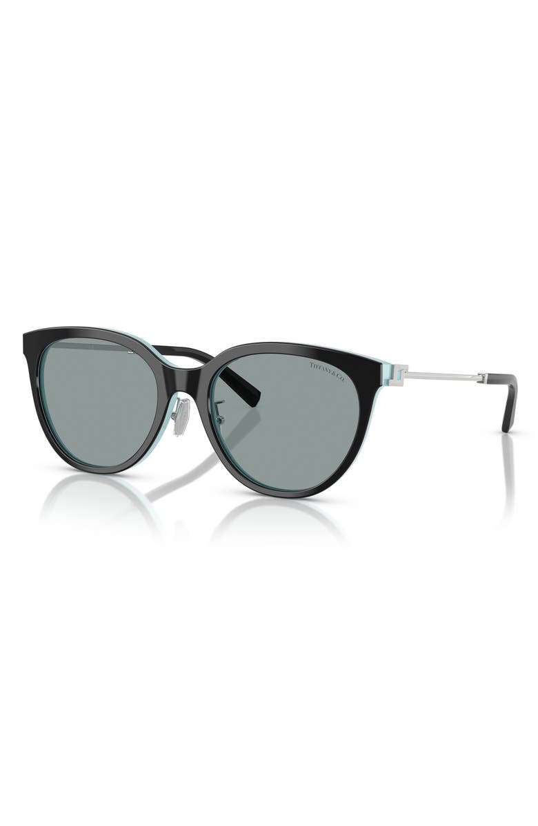 Tiffany & Co. 55mm Round Sunglasses, Alternate, color, Black On Tiffany Blue / Grey