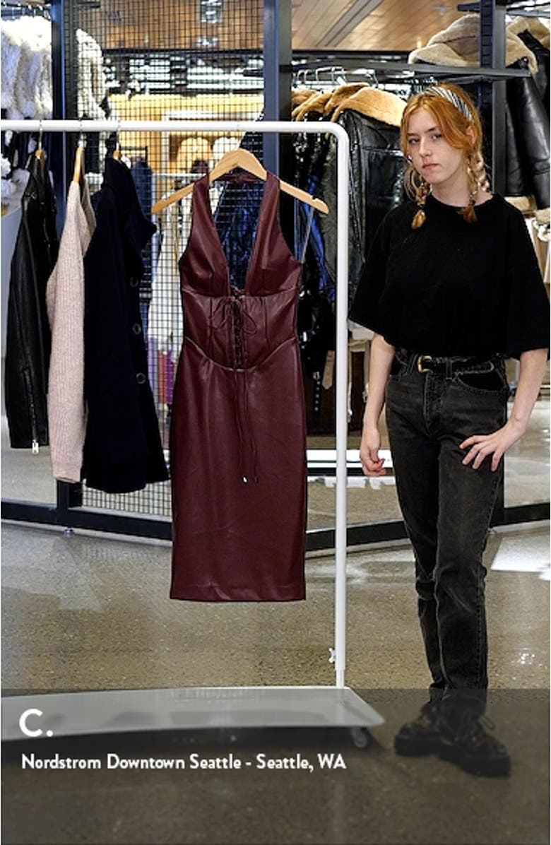 Jaquetta Lace-up Faux Leather Halter Dress, sales video thumbnail