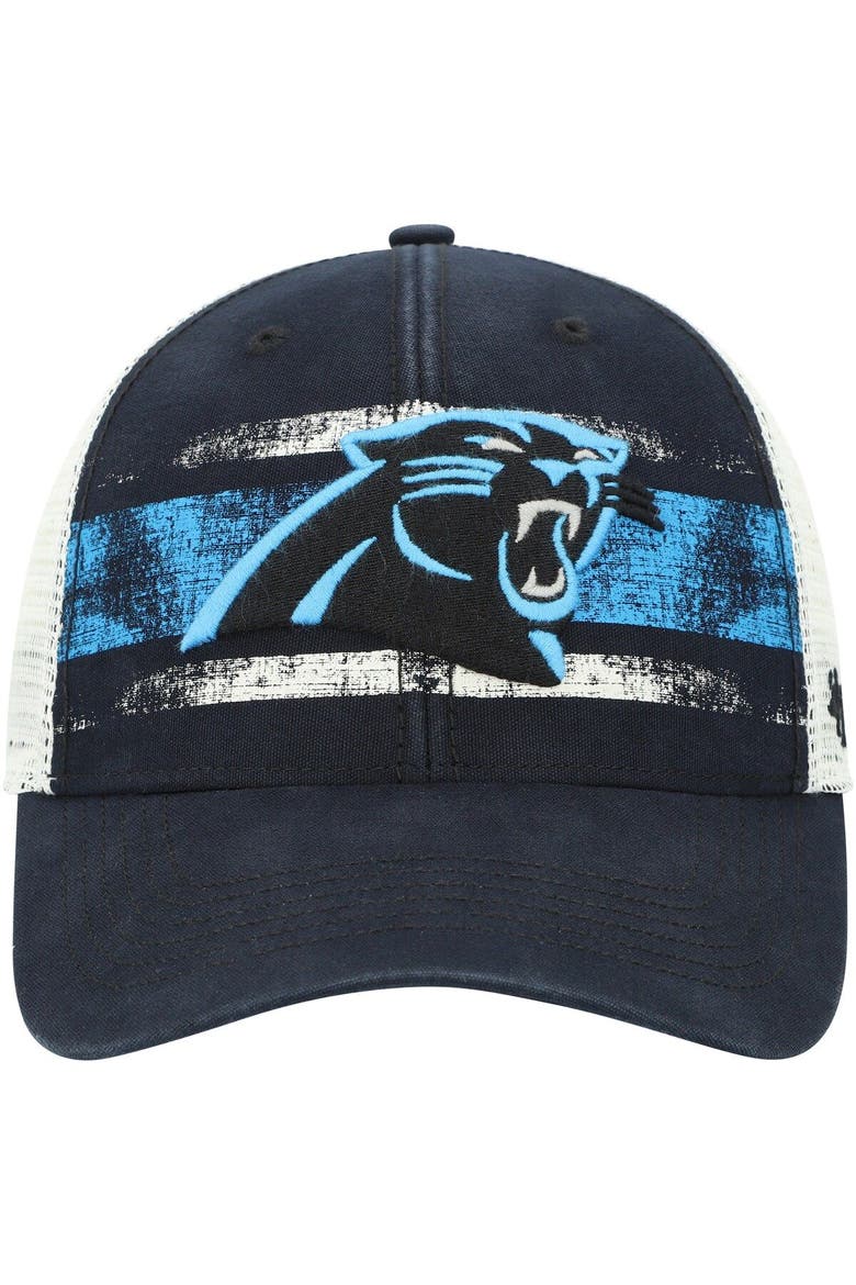 Men's '47 Black/White Carolina Panthers Interlude MVP Trucker Snapback Hat, Alternate, color, Black