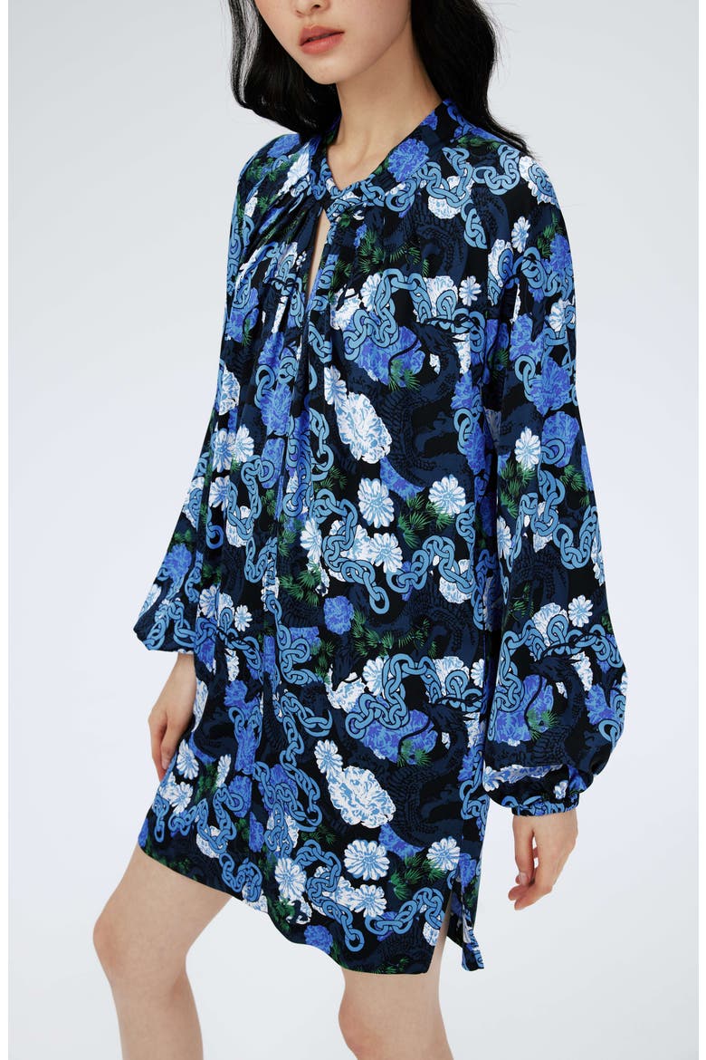 Silka Keyhole Cutout Long Sleeve Minidress, Alternate, color, DRAGON DANCE