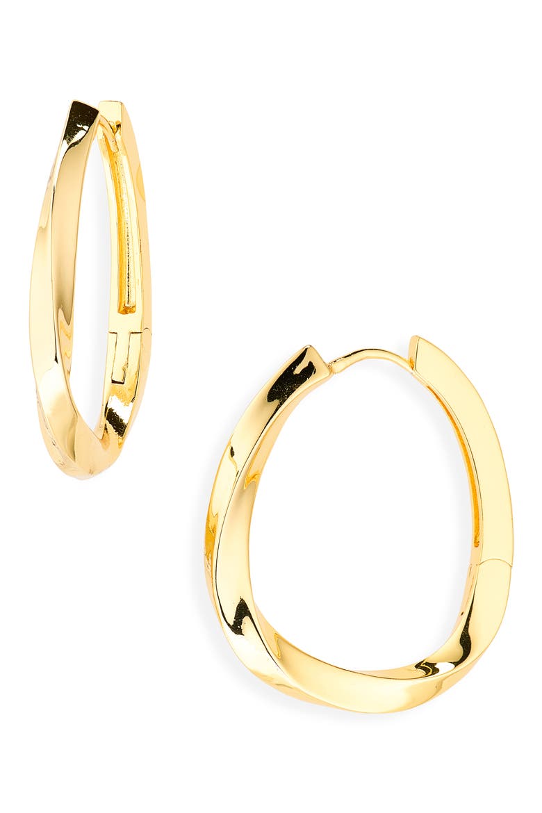 Demi-Fine Twist Hoop Earrings, Main, color, GOLD