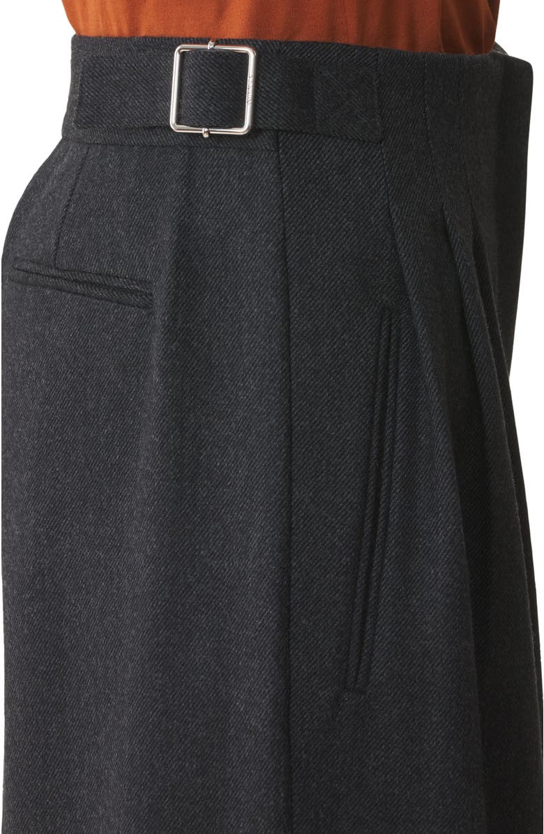 Lanvin Wide-Leg Flannel Pants, Alternate, color, Anthracite