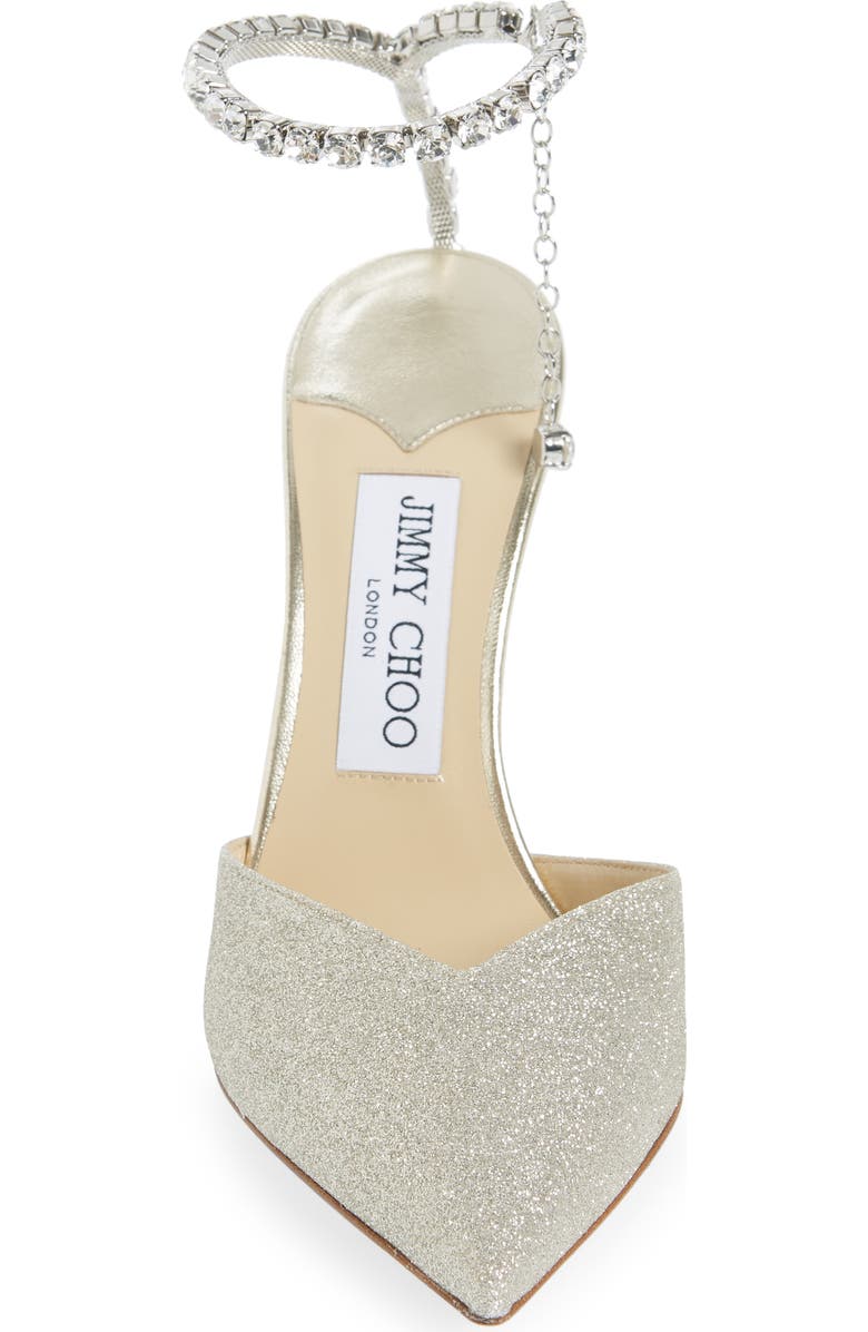 Jimmy Choo Saeda Glitter Crystal Ankle Strap Pointed Toe Pump, Alternate, color,