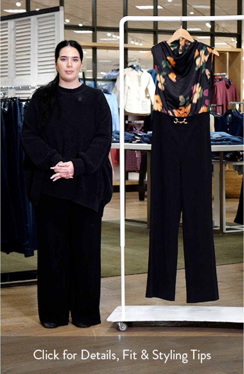 Floral Print Flare Jumpsuit, sales video thumbnail