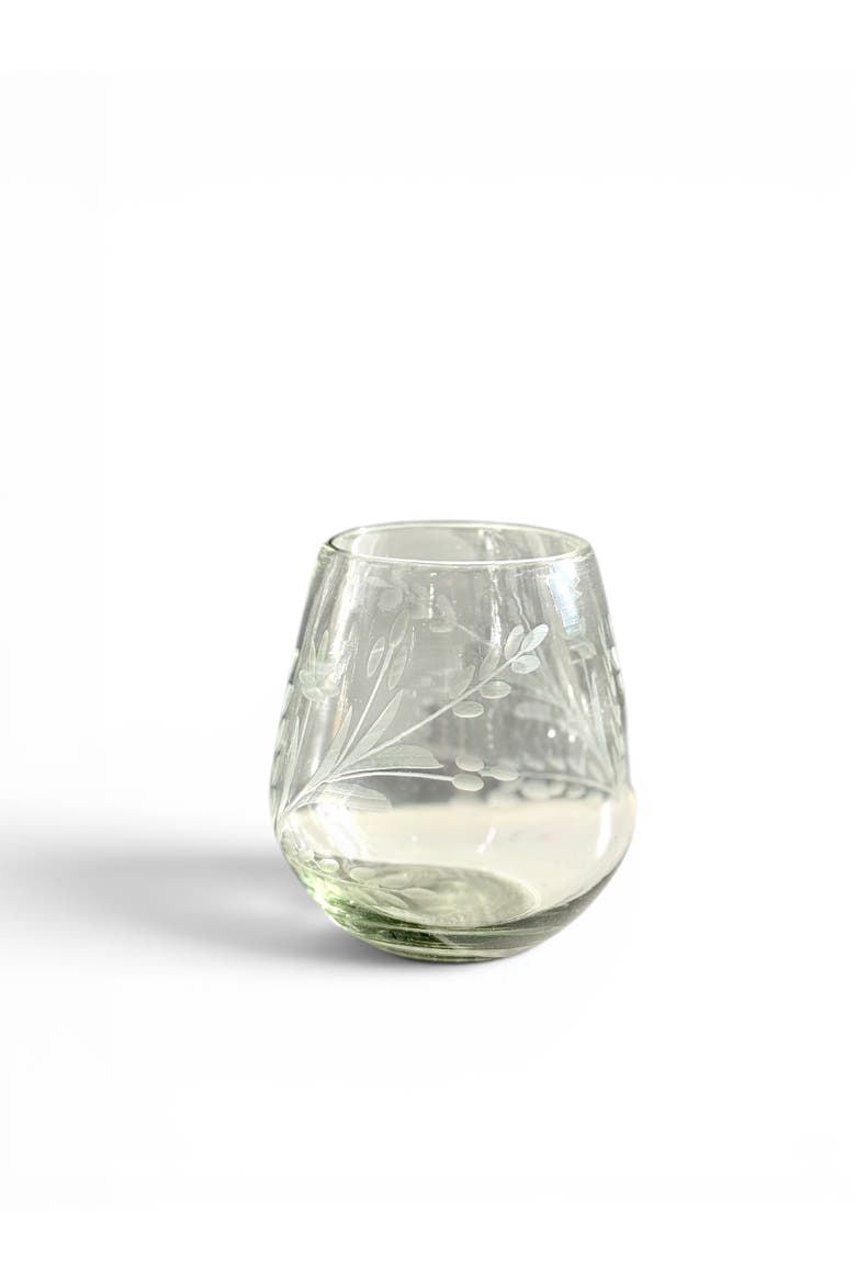 Hand-etched Blown Oval Glass - Set of 2, Main, color, Clear