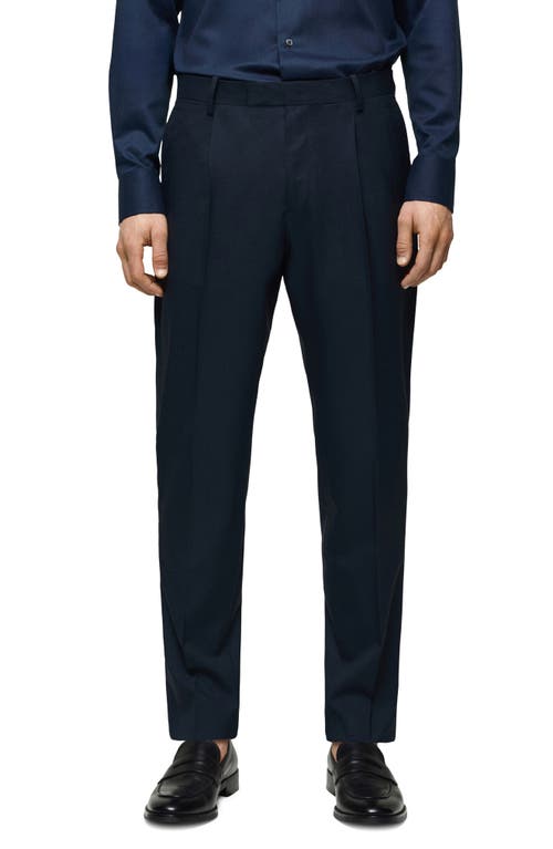 Mango Slim Fit Virgin Wool Suit Pants In Dark Navy