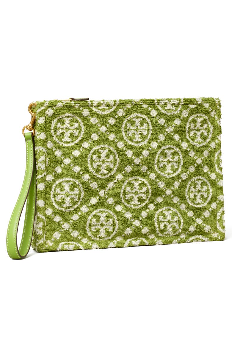 Tory Burch T-Monogram Terry Cloth Cosmetics Case, Alternate, color, 