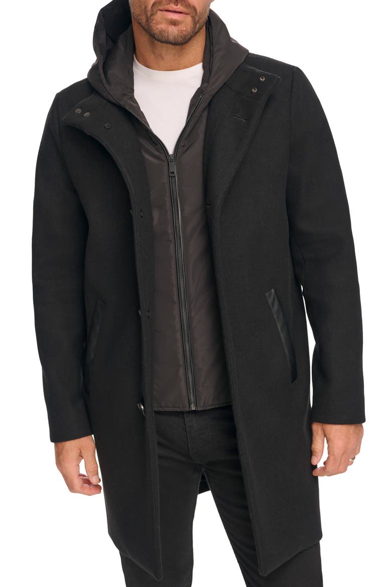 Men's Wool Car Coat, Main, color, BLACK