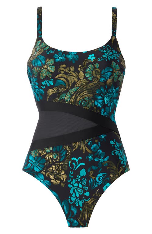 Miraclesuit ® Flor De Mare Metallic Floral Mesh Inset One-piece Swimsuit