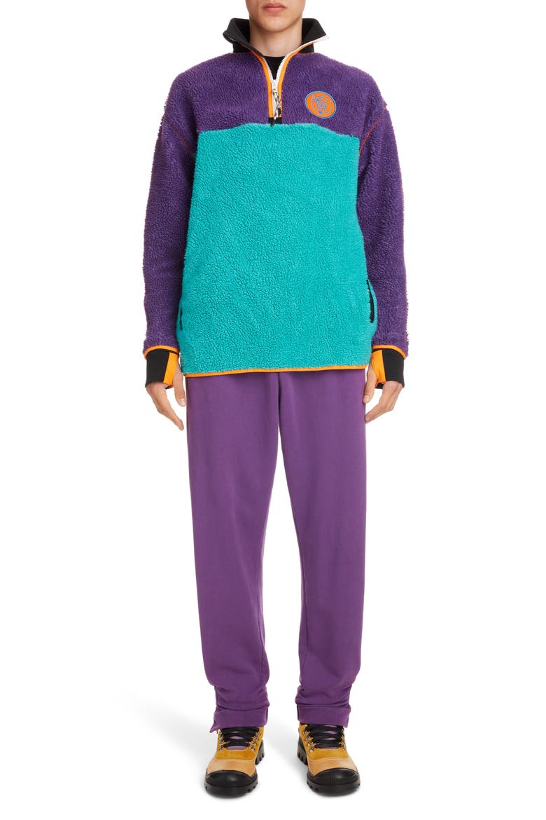 Colorblock Quarter Zip Fleece Pullover, Alternate, color, LIGHT BLUE