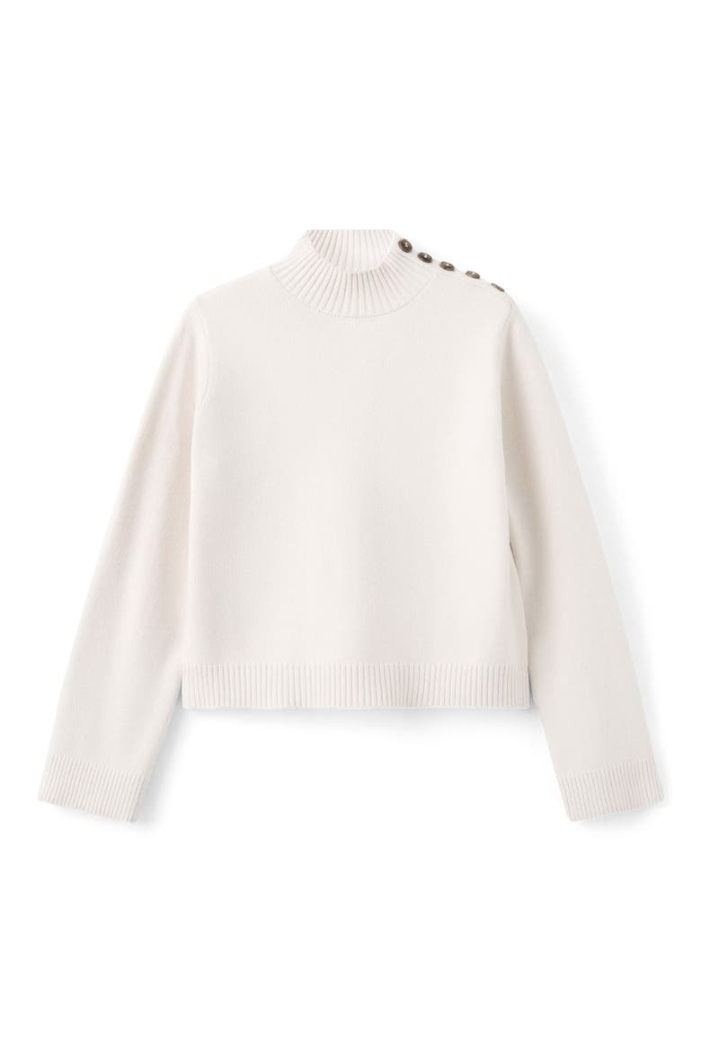 Shoulder Button Mock Neck Sweater, Alternate, color, ECRU