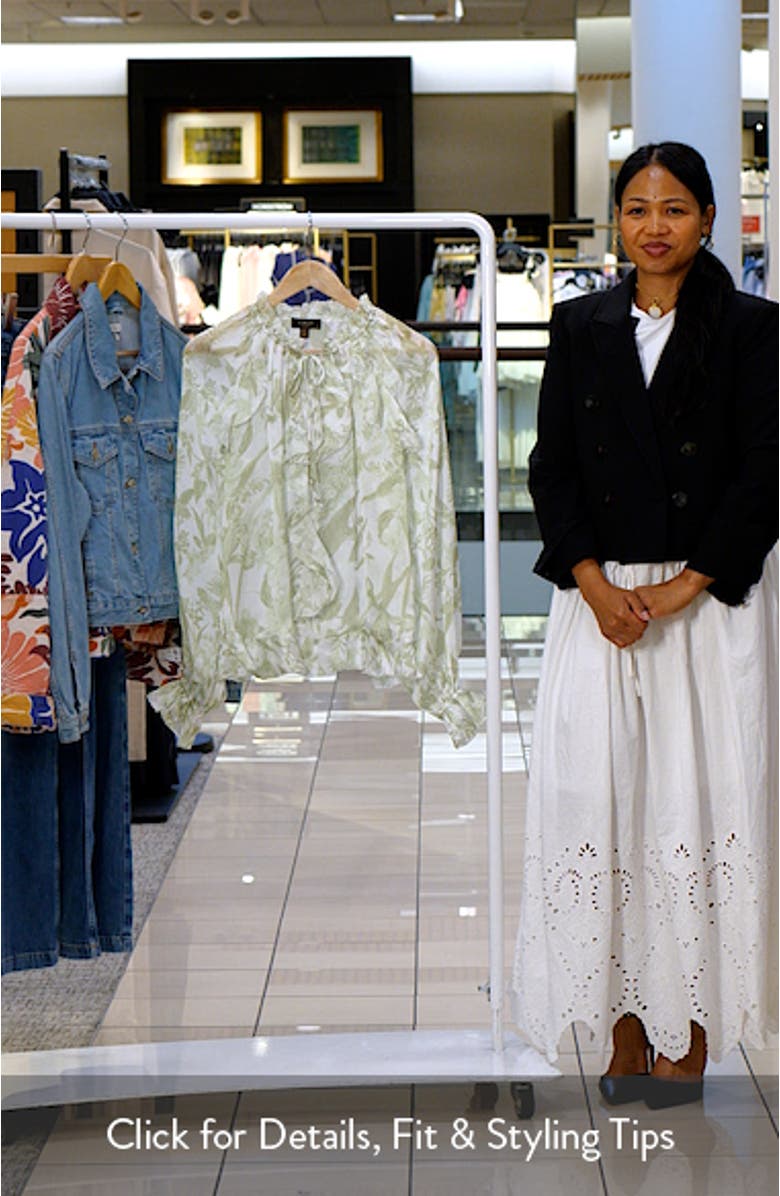 Floral Ruffle Long Sleeve Peplum Top, sales video thumbnail