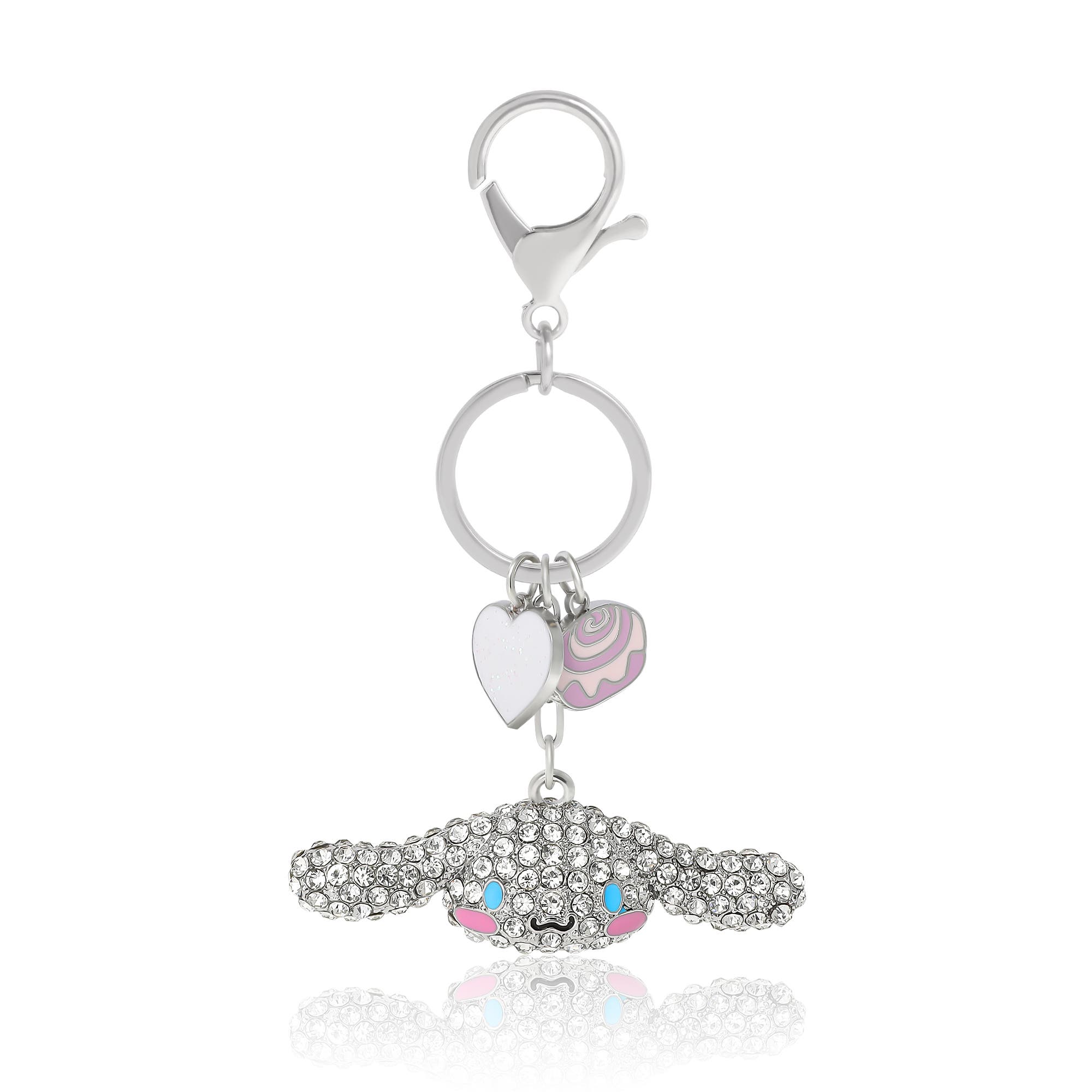 Hello Kitty Cinnamoroll Crystal Keychain with Candy & Heart Charms, Main, color, Silver