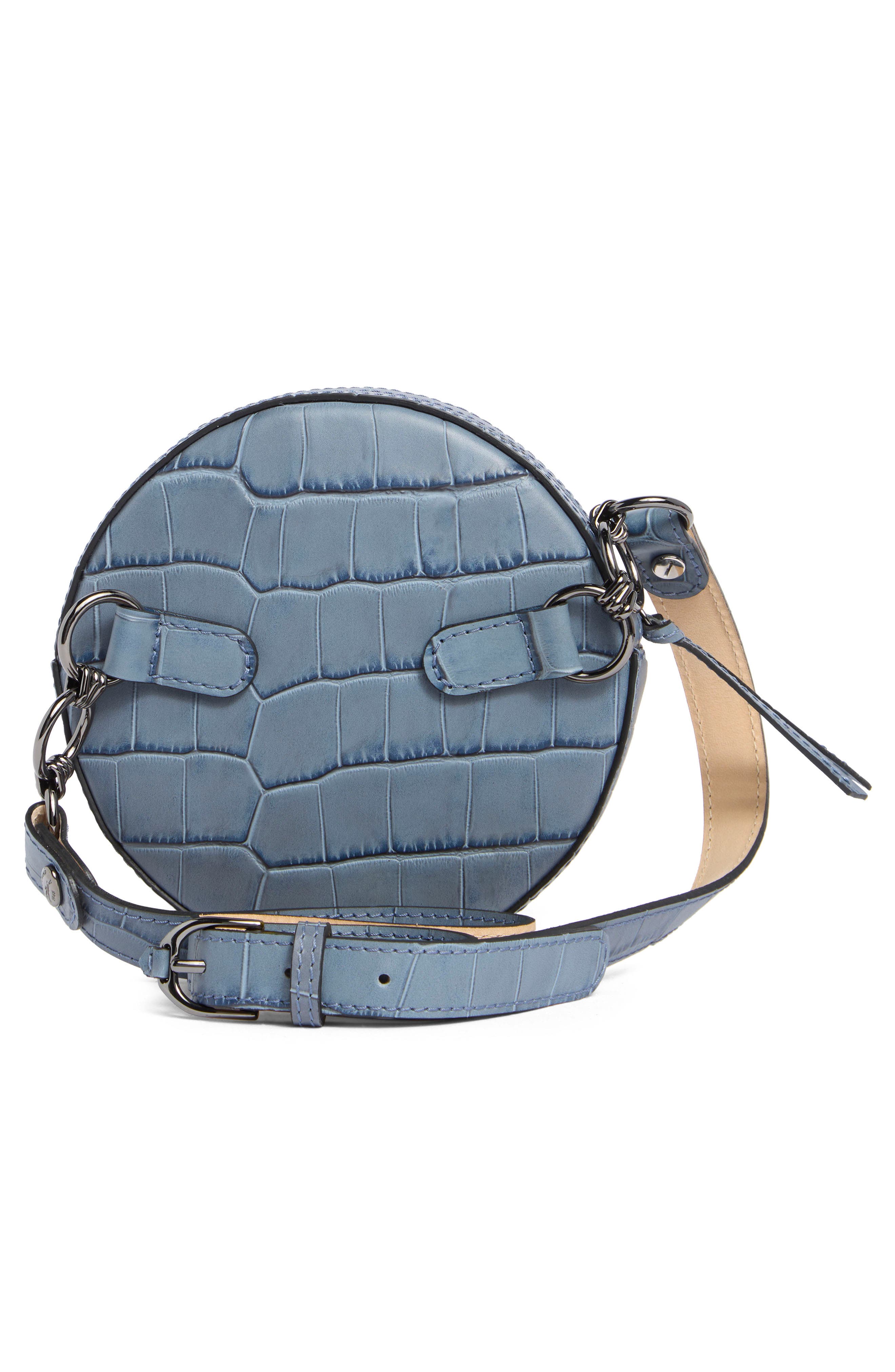 Longchamp Croc Embossed Circle Belt Bag, Alternate, color, Cloud Blue
