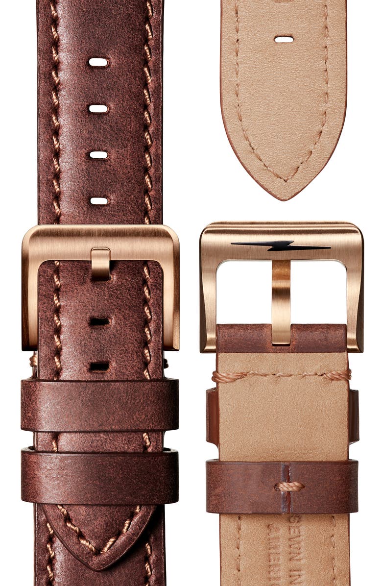 Shinola Monster Automatic Strap Watch, 43mm, Alternate, color, Teak/ Black/ Bronze