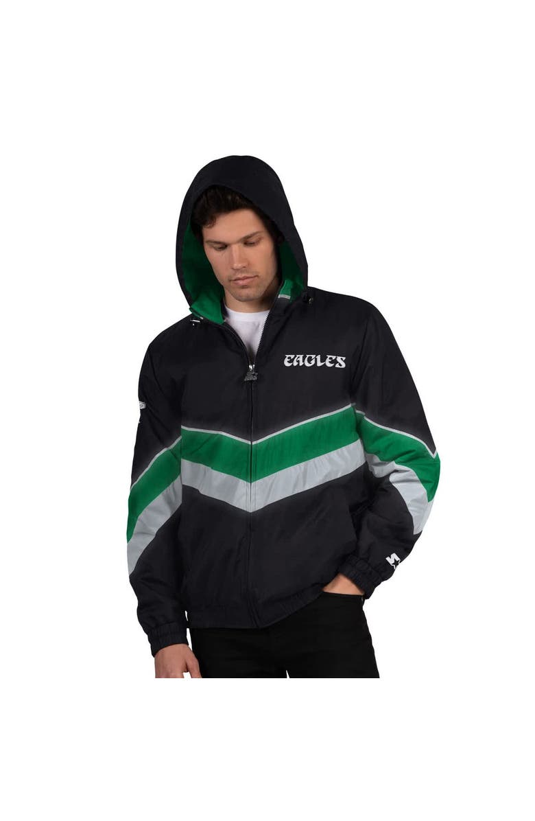 STARTER Men's Starter Black Philadelphia Eagles Thursday Night Gridiron Vintage Logo Full-Zip Hoodie, Main, color, Black