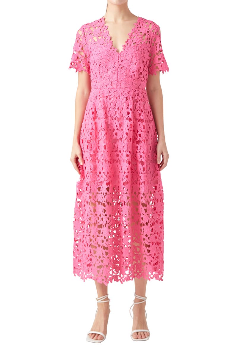 Allover Lace Midi Dress, Alternate, color, PINK