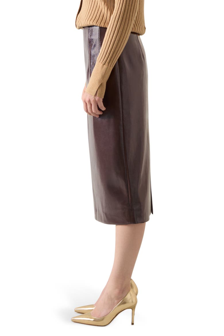 Marlene Faux Leather Midi Skirt, Alternate, color, DEEP PURPLE