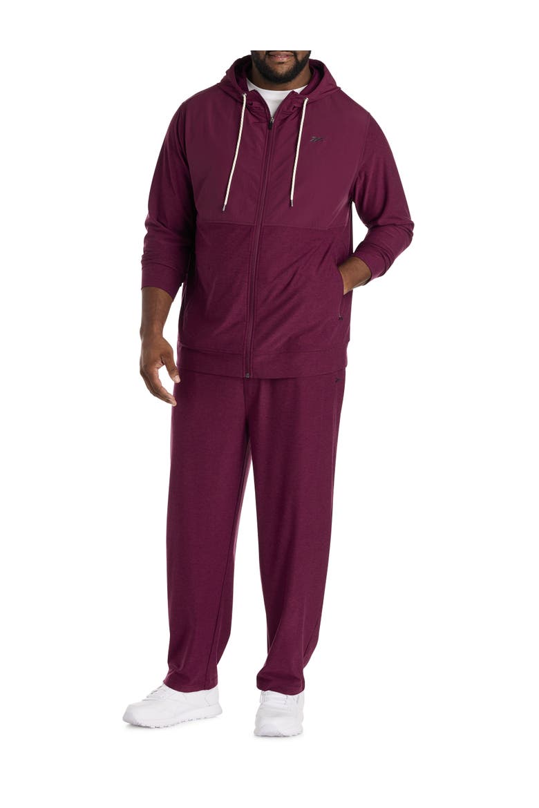 Big & Tall 365 Mixed Media Performance Hoodie, Alternate, color, BLACK CHERRY HEATH