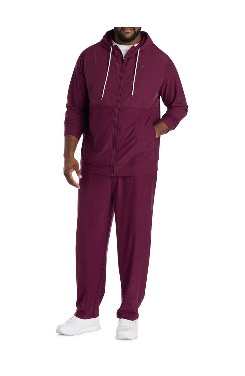 Reebok Big & Tall 365 Mixed Media Performance Hoodie, Alternate, color, Black Cherry Heath