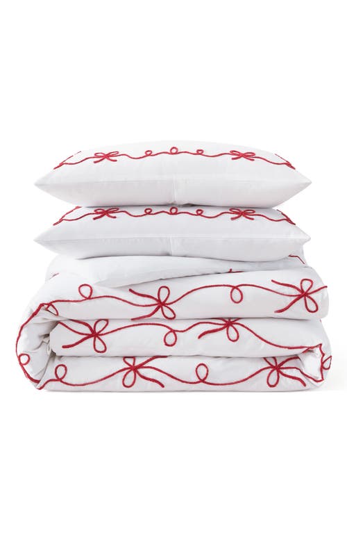 Peri Home Sasha Bows Duvet Cover & Sham Set In Red