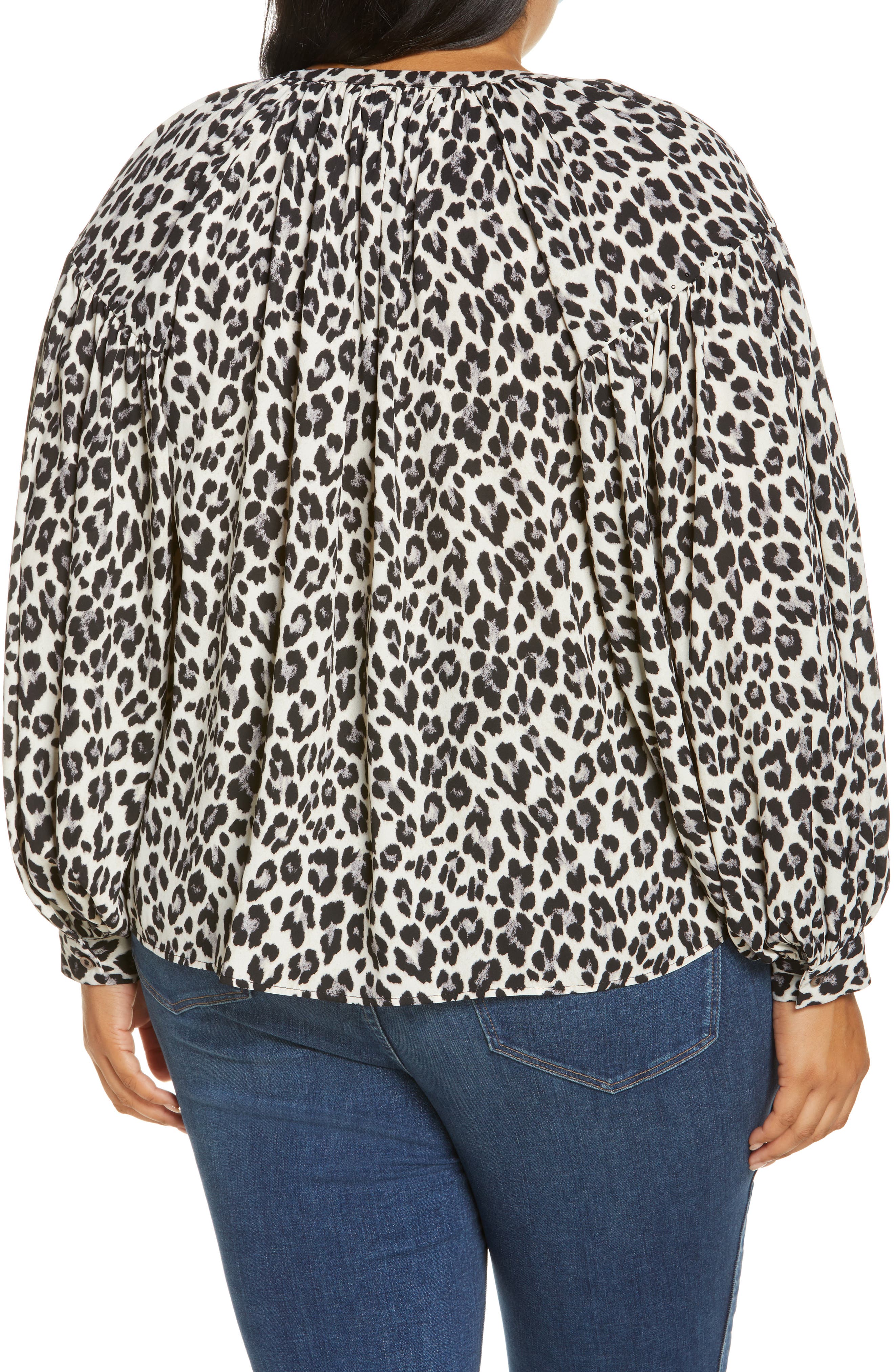 Vince Camuto Animal Print Split Neck Blouse (Women) | Nordstromrack