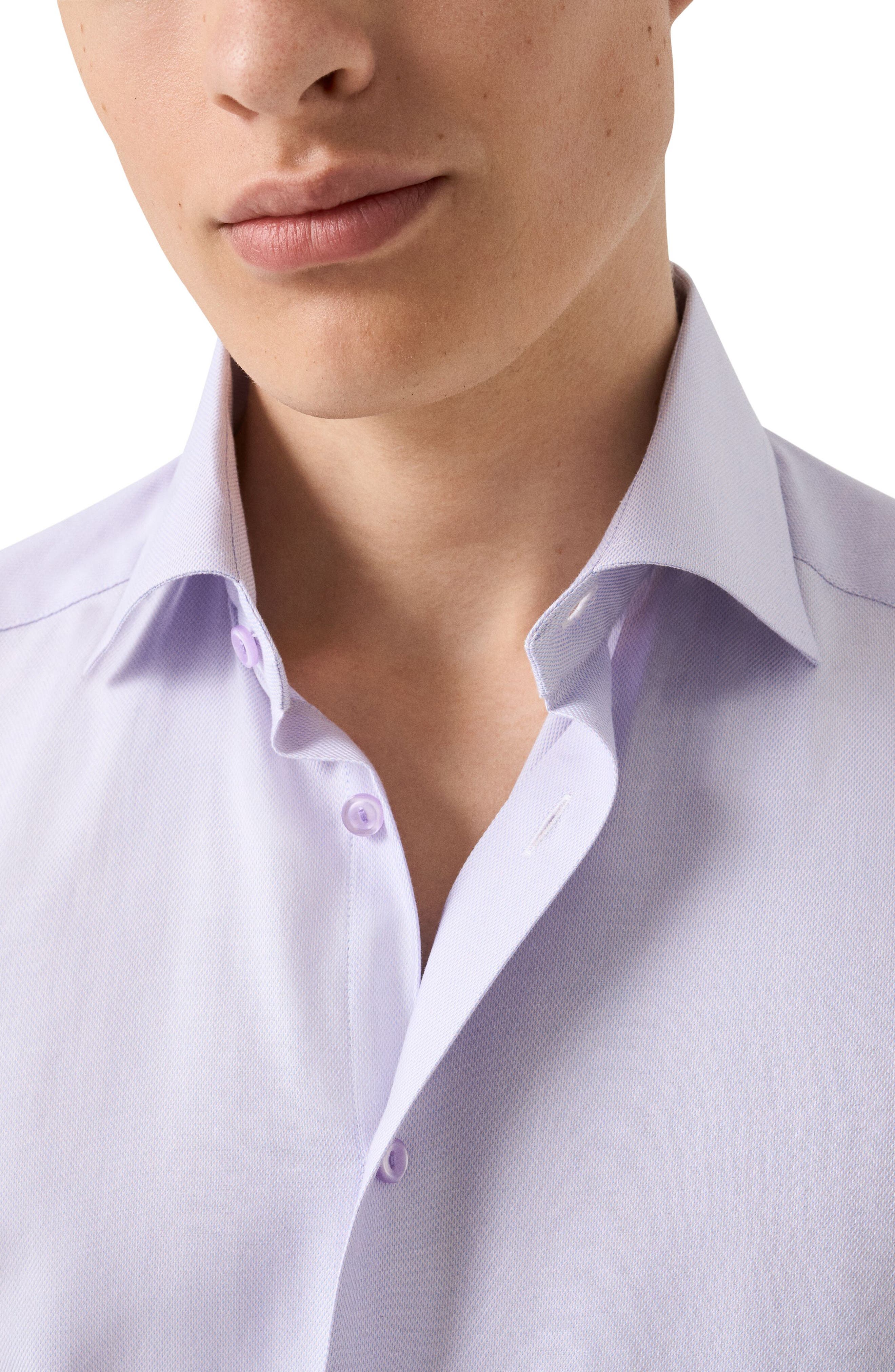 Contemporary Fit Light Purple Textured Cotton Dress Shirt - image 2