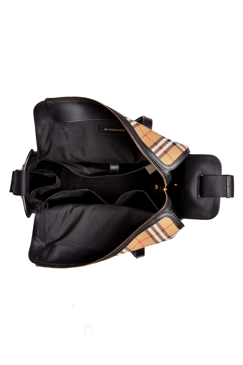 Kingswood Vintage Check & Leather Diaper Tote, Alternate, color, BLACK