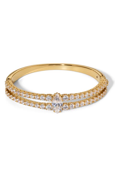 Everleigh Cubic Zirconia Hinged Bangle Bracelet