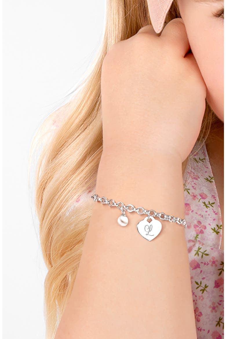 Sterling Silver Classic Charm Bracelet & Engraved Initial 6.25" Bracelet, Alternate, color, Silver - L