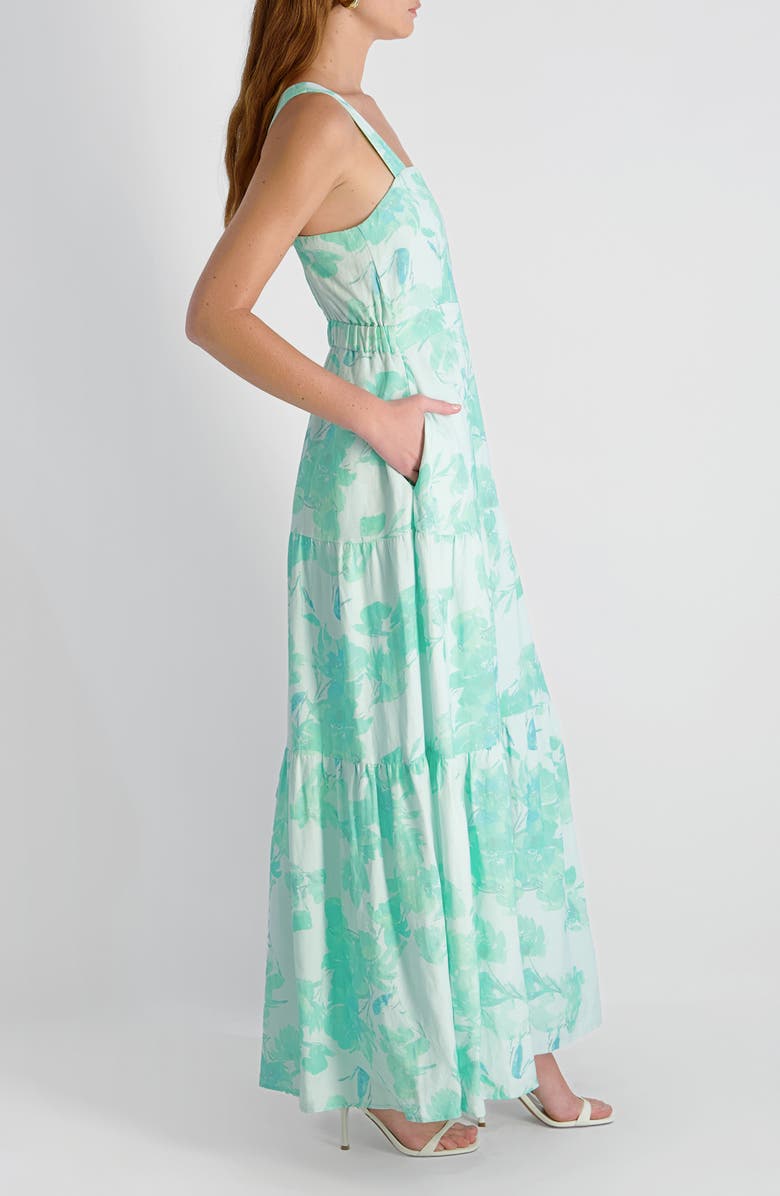French Connection Sophie Fleur Tiered Maxi Dress, Alternate, color, Mermaid Green